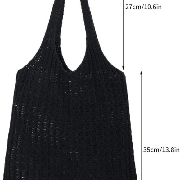 Crochet Shoulder Bag Handmade Lightweight Polyester Travel Tote for Women - Picture 2 of 8